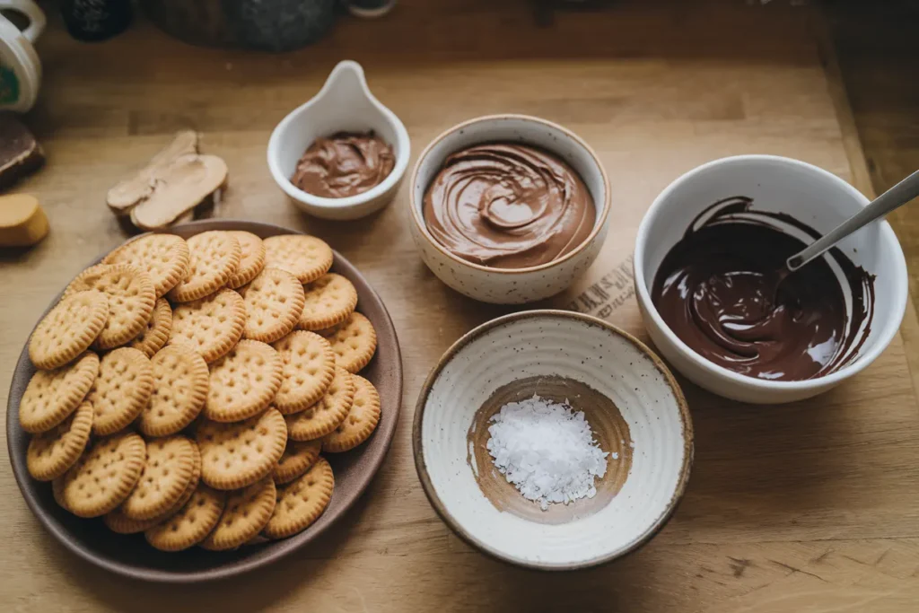 Ingredients for making no-bake Ritz cookies