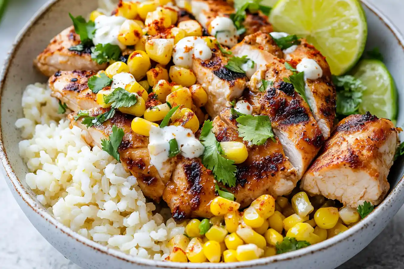 Street Corn Chicken Rice Bowl