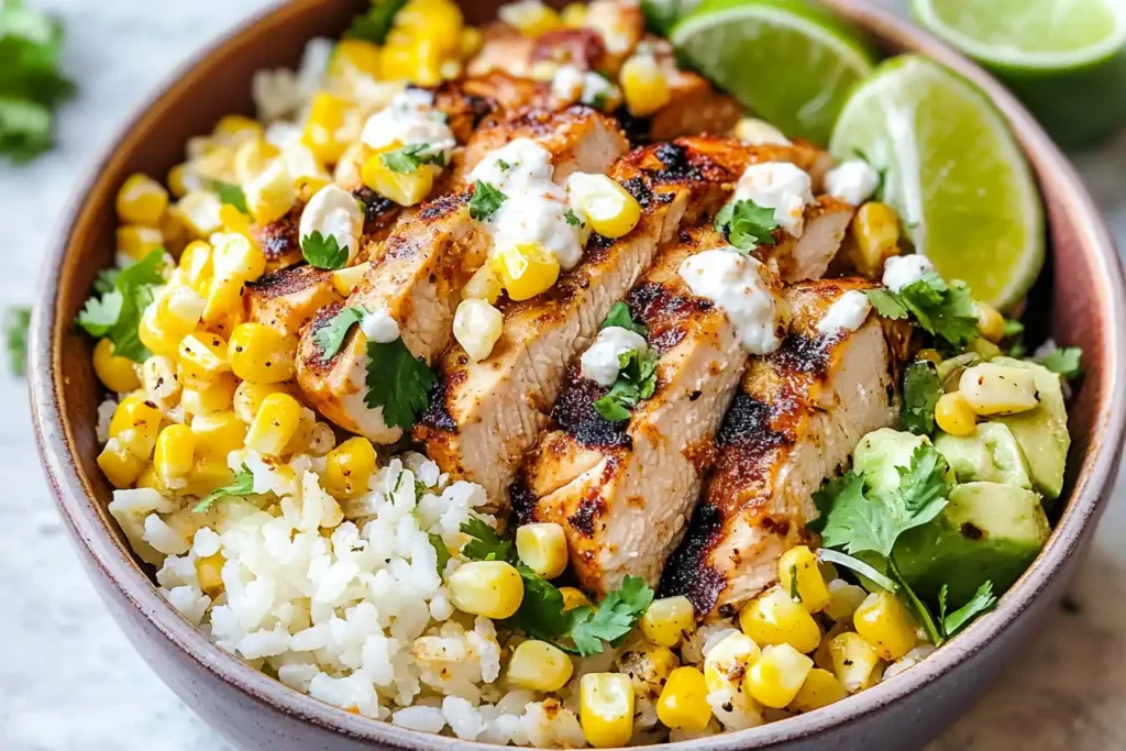 Street Corn Chicken Rice Bowl