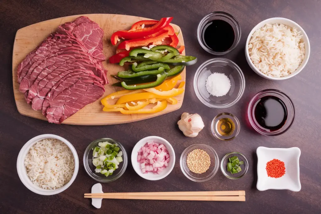 Beef and Pepper Rice Bowl ingredients