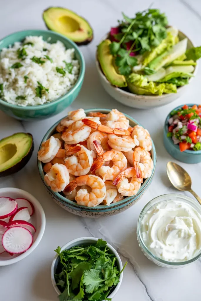 Main Ingredients of Shrimp Burrito Bowl